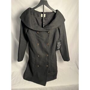 Tuckernuck Shawl Collar Double Breasted Coat Jacket Black Tweed Sz Small NWT